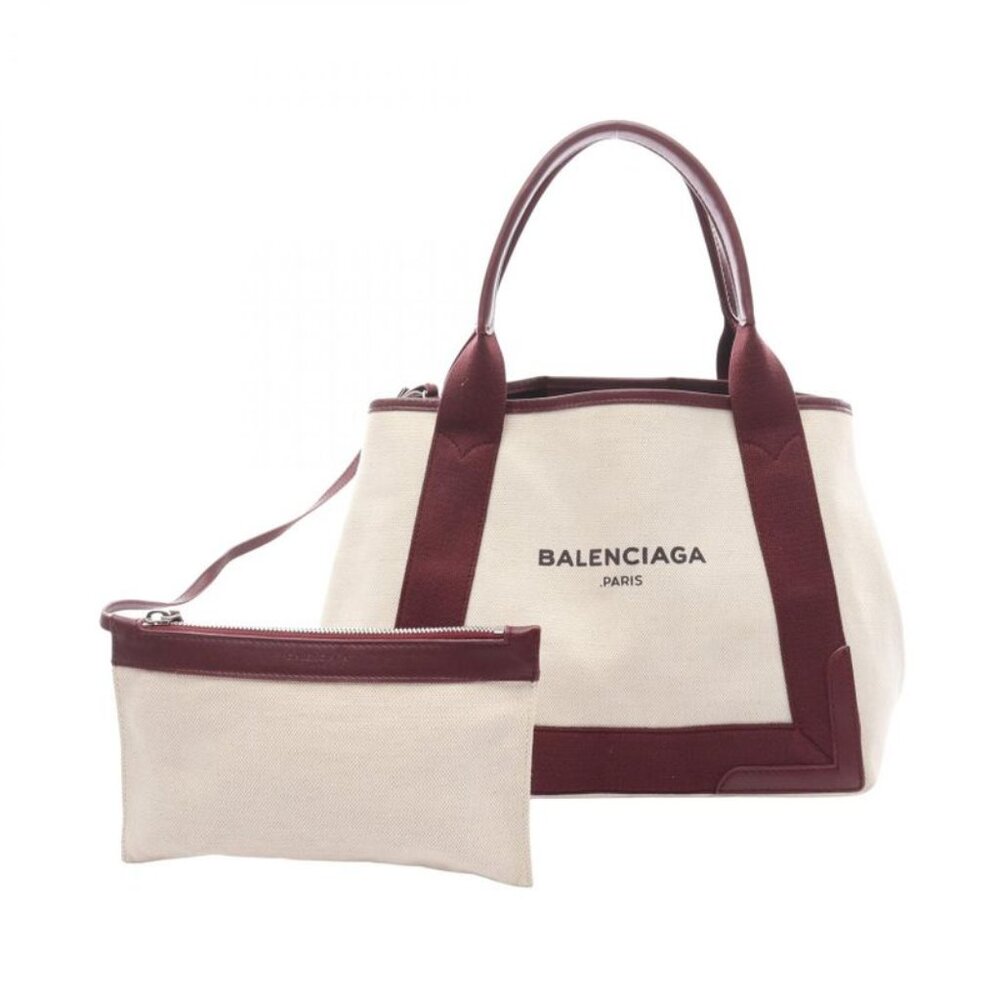 Balenciaga Tote Navy Cabas Natural Bold Canvas Leather Caba S - Picture 1 of 15